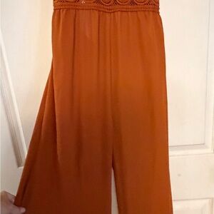 Elegant Orange Lace-Trimmed Jumpsuit